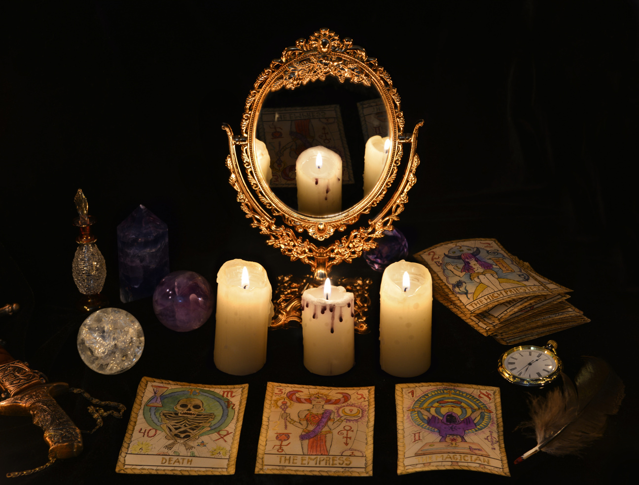 Mystic Still Life with Magic Objects, Esoteric, Occult and Wicca Concept