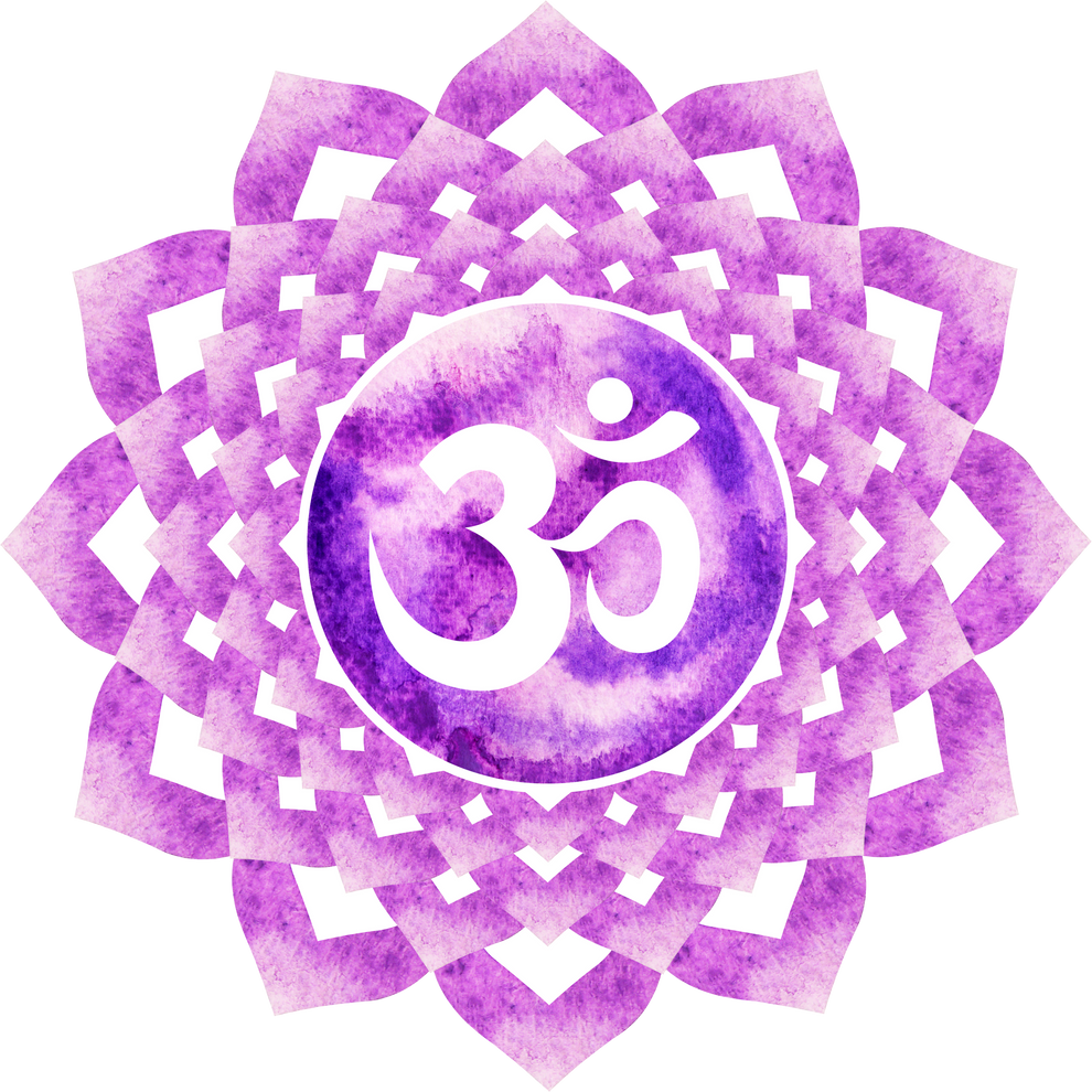 purple color of crown chakra symbol in watercolor painting