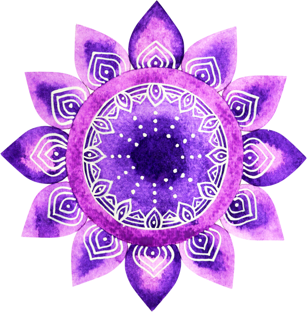 purple color of crown chakra symbol in watercolor painting